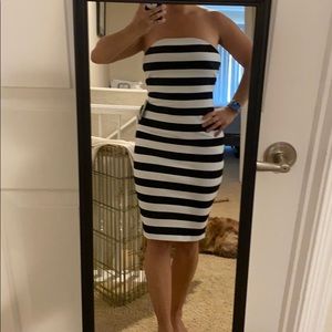 black/white stripe express cocktail dress size 2